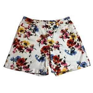 Gloria Vanderbilt High Rise Floral Print Amanda Denim Shorts Size 12 Cottagecore